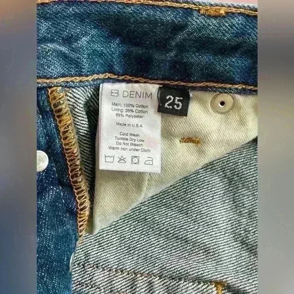 EB Denim Straight Leg Button Fly Blue Jeans - Picture 5 of 14